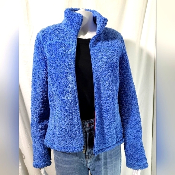L.L. BEAN Cute Polartec Teddy Jacket in Electric Blue Women's Small - Picture 1 of 9